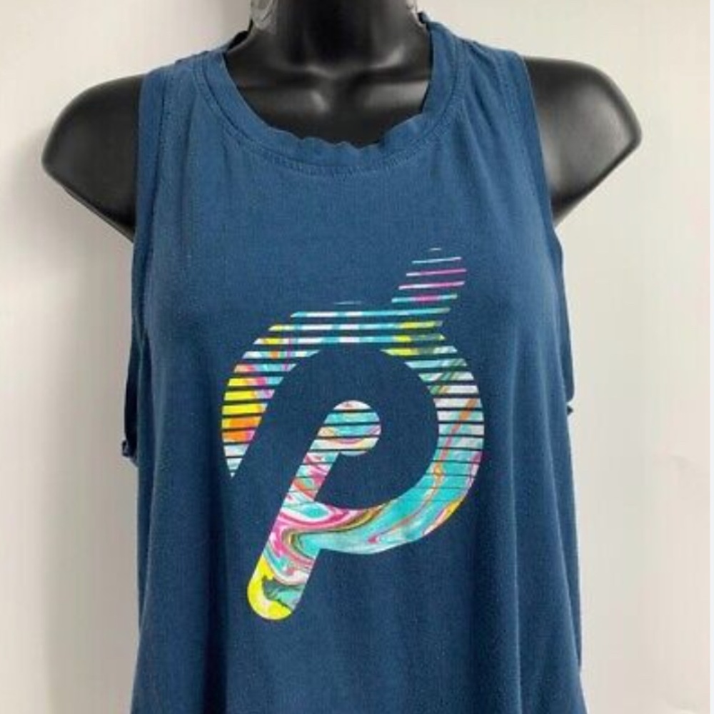 Peloton Teal Tank with Colorful Logo Size L